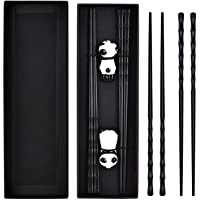 Queta 2 pares de palillos de fibra de vidrio para palillos japoneses con forma de bambú Palillos chinos con 2 apoyos…